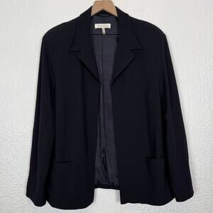 Escada Black Wool Open Front Tailored Blazer Minimalist Luxury EU 44